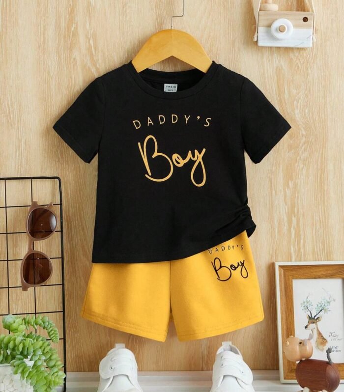 Baby Boy Letter Print T-Shirt and Shorts Set