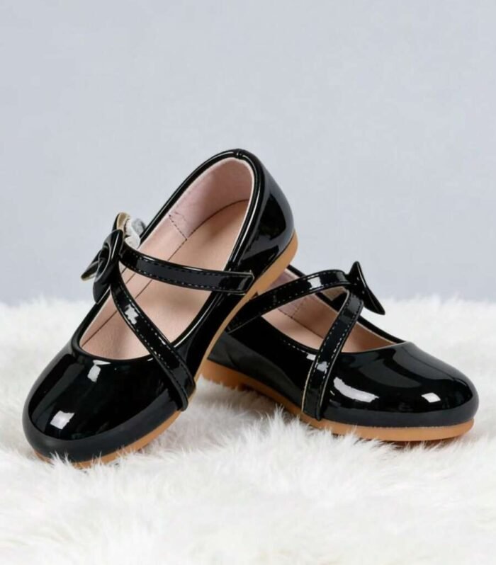 Kids black bow Mary Jane shoes