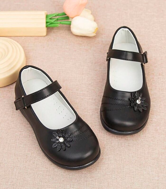 girls black school performance shoes